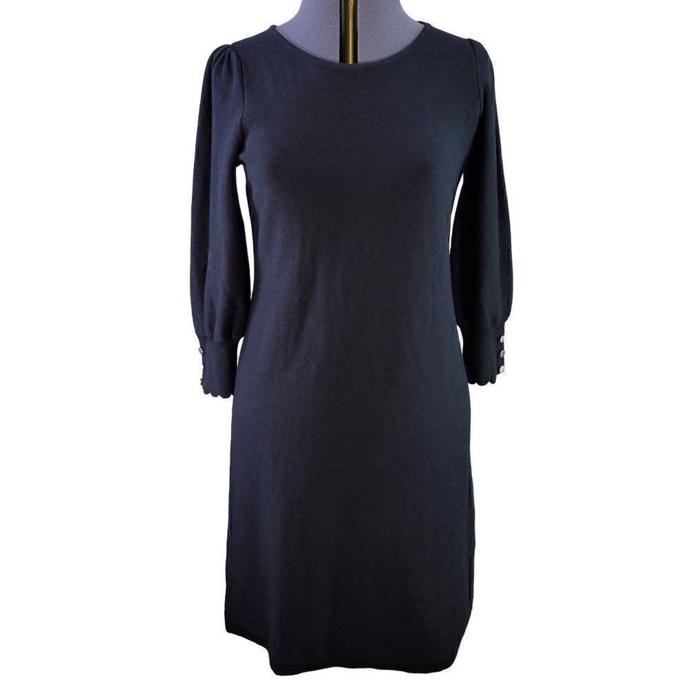 Talbots Black Bell Sleeve Knit Dress Sz MP